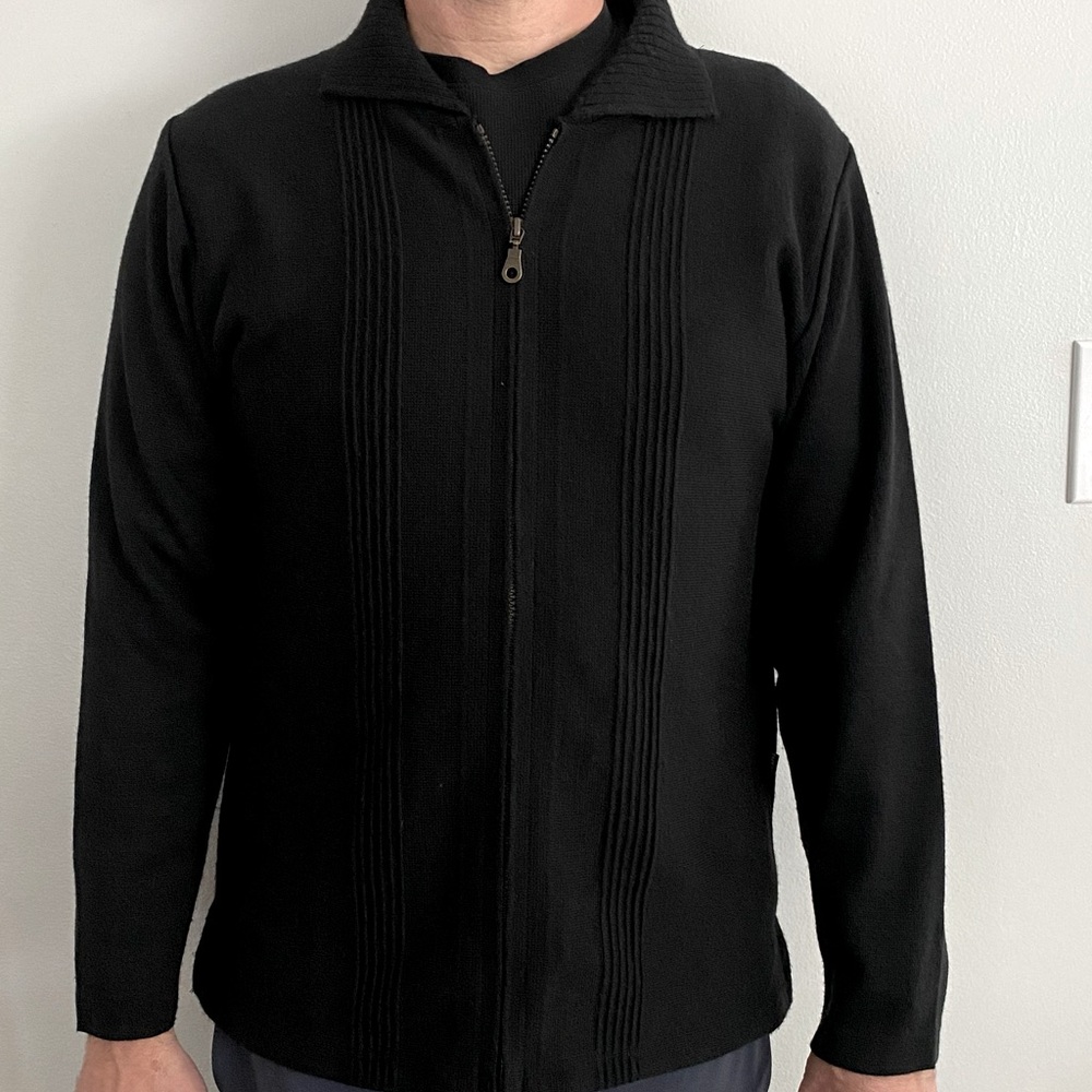 Vintage Enzo di Capri Black Zip Up Wool Blend Sweater Size L Made in France